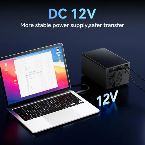 Miniatura 9 de CENMATE Caja de disco duro de 3 bahías con ventilador de refrigeración para HDD/SSD SATA de 2.5"/3.5" con USB A/C 3.0, compatible con 60 TB