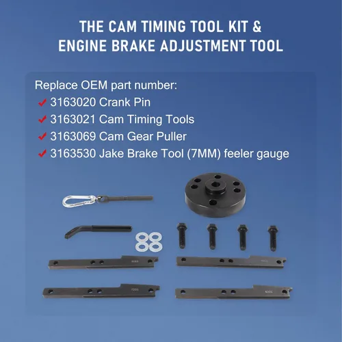 Miniatura 3 de Kit de herramientas de sincronización de leva 3163021 y 3163530 freno de motor 0.276 in herramienta de ajuste para Cummins ISX QSX Motor Heavy Duty