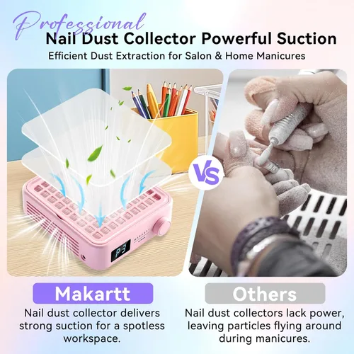 Miniatura 3 de Makartt - Colector de polvo de uñas profesional – Potente máquina de succión silenciosa para uñas acrílicas. Adecuado para manicura y pedicura