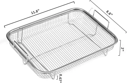 Miniatura 3 de AGSYFFD 2 piezas horno con cesta freidora de aire parrilla de acero inoxidable cesta de malla de acero inoxidable bandeja de acero inoxidable cesta