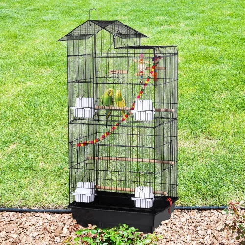 Miniatura 9 de Yaheetech Jaula de 39 pulgadas para pájaros de techo grande para loros pequeños, cacatúas, periquitos del sol, conure de mejillas verdes
