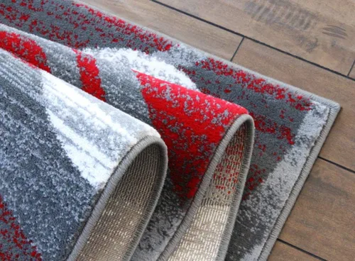 Miniatura 5 de Masada Rugs, Stephanie Collection 1103 - Alfombra de área moderna y contemporánea, color rojo, gris y blanco (2 pies 4 pulgadas x 11 pies), largo