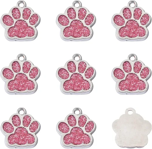 Miniatura 11 de Abalorio esmaltado con estampado de pata de perro y gato con purpurina en polvo de aleación de esmalte de gato y perro, dijes para llavero, joyería