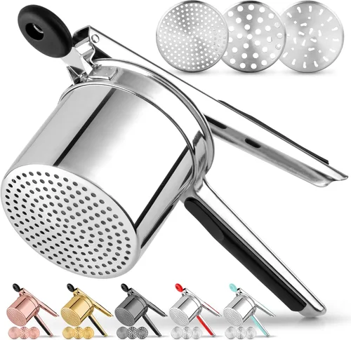 Miniatura 8 de Zulay Kitchen Ricer de papas grande de 15 onzas, triturador de papas de acero inoxidable resistente y triturador para puré de papas, triturador