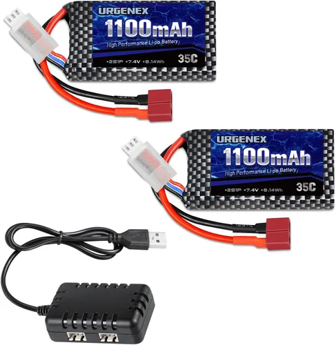Lipo Batería 7.4V 1100mAh 35C (Burst 70C) Dean-Style T Plug 2S Batería recargable RC para HAIBOXING BEZGAR Truck HBX 16889 16890A 18690SA 3100A