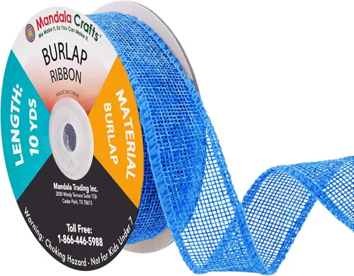 Miniatura 67 de Mandala Crafts Cinta de arpillera verde con alambre para corona, cinta de arpillera con alambre verde rústico de yute natural, 1 pulgada de ancho
