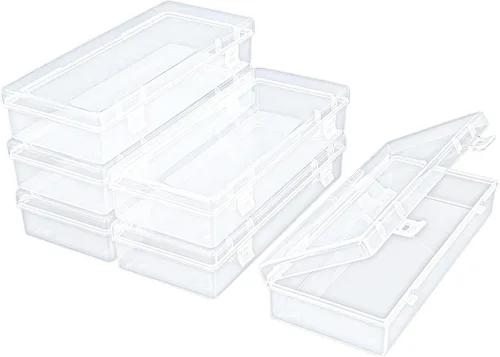 Miniatura 11 de 100 unidades de cajas de almacenamiento rectangulares mini de plástico transparente con tapa con bisagras para cuentas y otros artículos pequeños