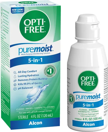 Miniatura 7 de Opti-Free Puremoist Solución multiusos de limpieza y desinfección de lentes de contacto con estuche para lentes, 10 onzas líquidas (paquete de 1)