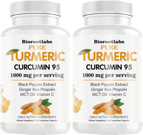 Miniatura 6 de Curcumina de cúrcuma con pimienta negra Suplemento de curcumina de cúrcuma pura 95% de curcuminoides con propóleo de abeja, jengibre, aceite