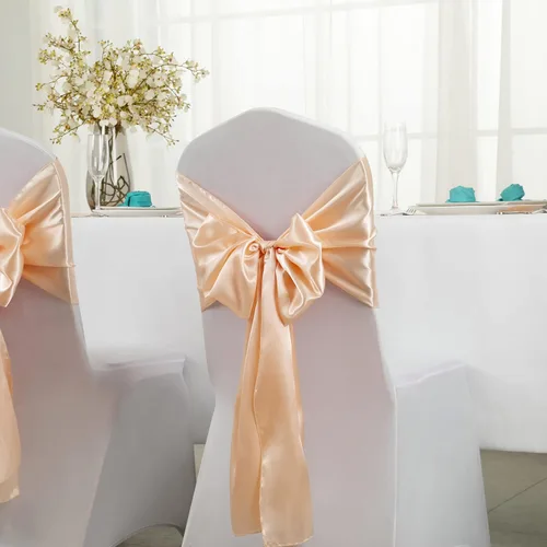 Miniatura 3 de Horbaunal - Juego de 12 caminos de mesa de satén color melocotón de 12 x 108 pulgadas, caminos de mesa suaves para bodas, banquetes y fiestas
