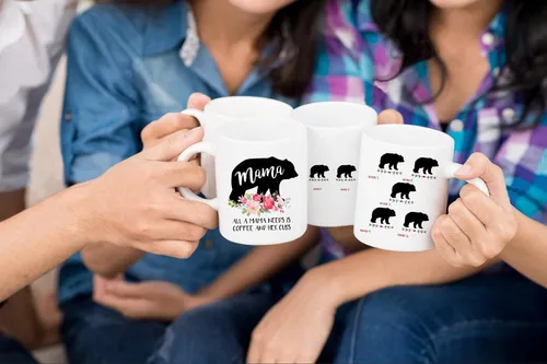Miniatura 3 de Taza personalizada con oso para mamá, regalo personalizado para Día de la Madre o cumpleaños, de parte de hija o hijo, incluye hasta 9 nombres, taza