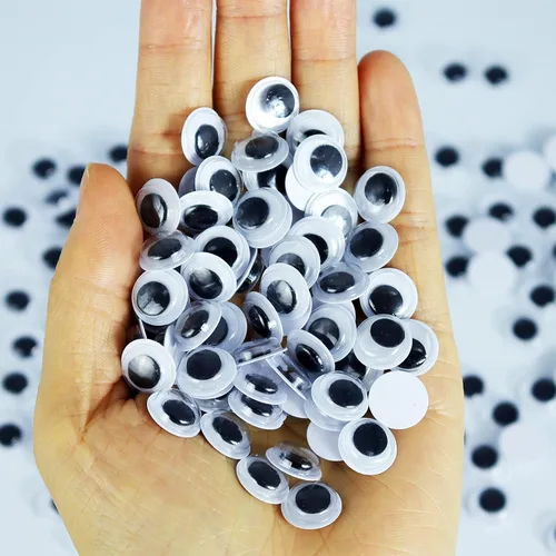Miniatura 2 de 240 piezas de ojos pegajosos con autoadhesivos, pequeños ojos de plástico negro y blanco para proyectos de manualidades DIY, decoraciones