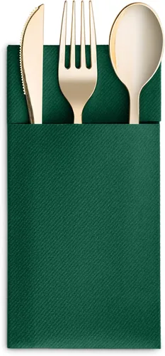 Miniatura 8 de Paquete de 50 servilletas desechables de lino con bolsillo integrado para cubiertos, tela preplegada verde como servilletas de papel para Navidad