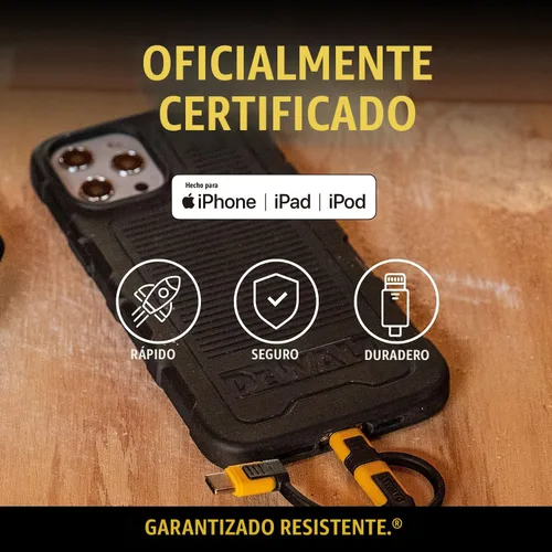Miniatura 3 de DEWALT Cable de carga multiusos retráctil 3 en 1 de servicio pesado, cable de carga rápida de 3 pies, adaptador de carga múltiple con puerto