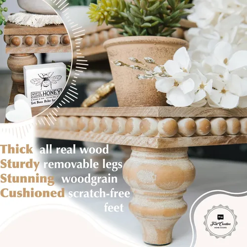 Miniatura 2 de Felt Creative Home Goods Elevadores de madera [Juego de 3] Elevadores de granja de alta calidad Elevadores de madera con cuentas para exhibición