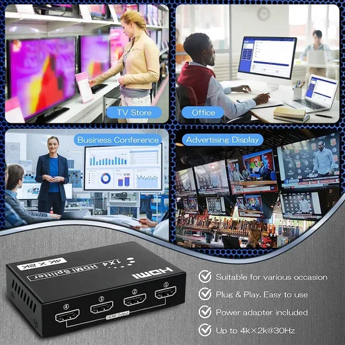 Miniatura 6 de Divisor HDMI 1 en 4 salidas, 4Kx2K @30Hz