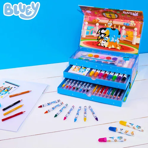 Miniatura 2 de Bluey Lápices de colores suministros de arte para niños y niñas, kit de dibujo, pintura, suministros escolares, kit de arte, estuche de viaje, Azul