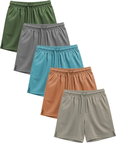 Miniatura 33 de Andrew Scott Pantalones cortos deportivos de baloncesto para niños con rendimiento activo y estilo de malla, varios paquetes