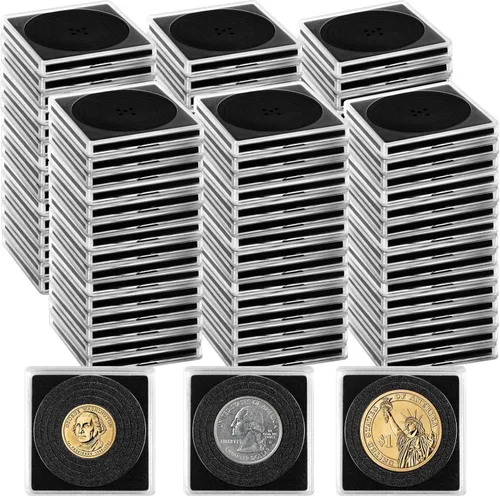 Miniatura 9 de 20 piezas de estuches ajustables de acrílico para colección de monedas con esponjas, soporte de monedas con cierre, estuches de protección