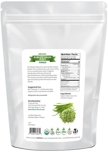 Miniatura 2 de Z Natural Foods Polvo de jugo de alfalfa orgánico, polvo de superalimento de hierba verde, mezcla en batidos, bebidas, recetas, crudo, todo natural