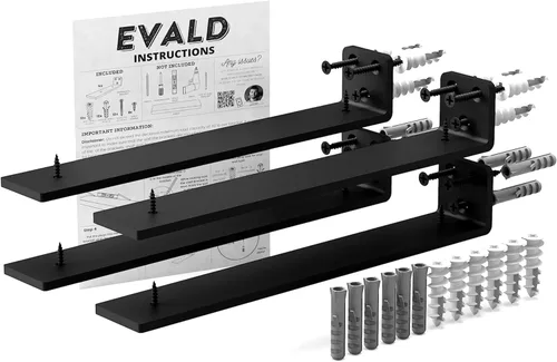 Miniatura 26 de EVALD Soportes flotantes para estantes Soportes ocultos de acero al carbono negro para tablero de 4 pulgadas (tamaño real de 3 1/4 pulgadas)