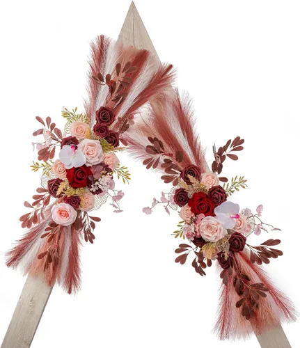 Miniatura 19 de Lisuun Flores de arco de boda, flores artificiales para decoración, guirnalda de flores grandes para estilos bohemios, decoración floral