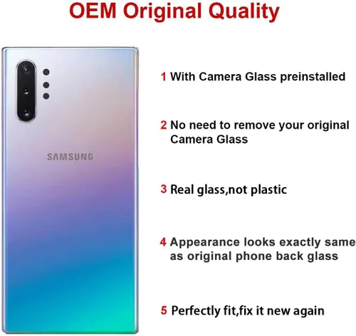 Miniatura 2 de Reemplazo de cristal trasero trasero para Samsung Galaxy Note 10 Plus con kit de herramientas de reparación y A-dhesive preinstalado (Aura Glow)
