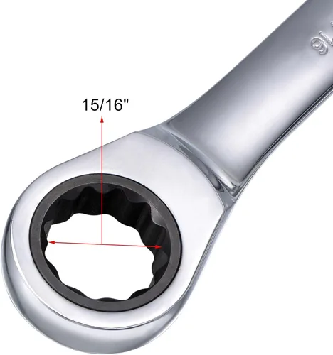 Miniatura 3 de uxcell Llave combinada de trinquete de 15/16 pulgadas SAE 72 dientes Herramientas de llave de trinquete de 12 puntos, Cr-V