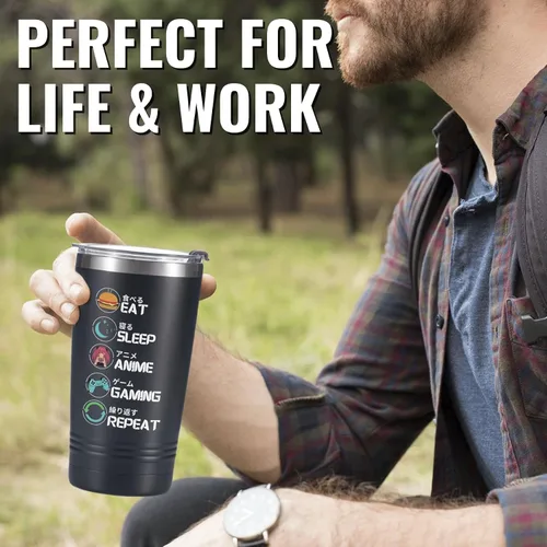 Miniatura 7 de Onebttl Regalos de anime para hombres, mujeres, niños - Vasos de acero inoxidable con pared doble aislados al vacío de 20 oz/590 ml - Regalos