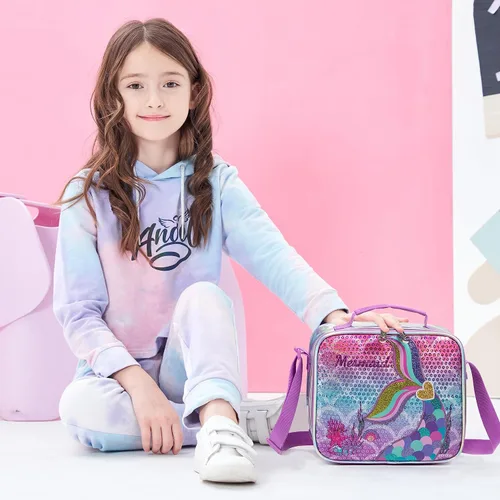 Miniatura 18 de Mochila para niñas de 16 pulgadas, mochilas para niñas para la escuela, mochila de lentejuelas con lonchera para estudiantes de primaria