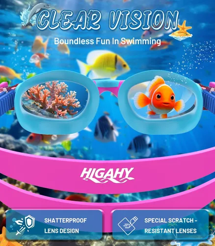 Miniatura 4 de Kids Swim Goggles, Anti-Fog UV Protection, Leakproof Adjustable Strap Swimming Goggles for Boys Girls Ages 6–14 Azul púrpura - Lente transparente