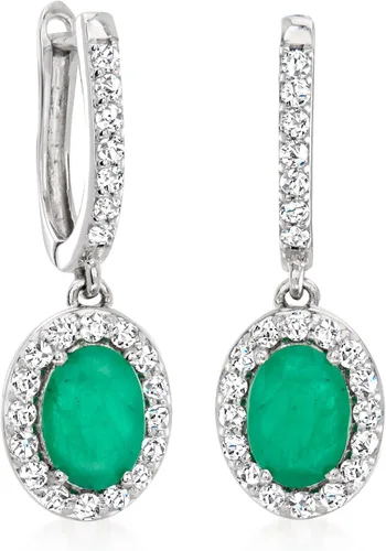 Miniatura 3 de Ross-Simons Aretes de aro de diamantes de 1,50 quilates en oro blanco de 14 quilates, Gema, multi