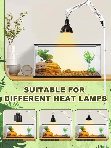 Miniatura 5 de Soporte de luz para reptiles, soporte de bombilla de calor (15.7 a 74.3 pulgadas) con brazo oscilante ajustable de 360° para terrario, soporte