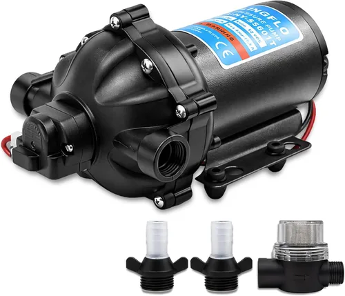 Miniatura 8 de Bomba de agua RV de 12 V CC, 3.0 GPM, bomba de diafragma de 45 PSI autocebante bajo demanda interruptor de presión integrado para barco, marina