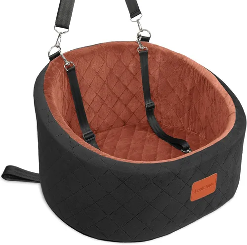 Miniatura 15 de Lealchum Asiento de automóvil para perros pequeños de hasta 30 libras, relleno de tela ultra suave en espuma viscoelástica cómoda, paseo feliz