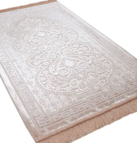 Miniatura 10 de Modefa Alfombra de oración de terciopelo de lujo con cuentas de oración, suave y elegante, alfombra musulmana turca Janamaz Sajada para hombres