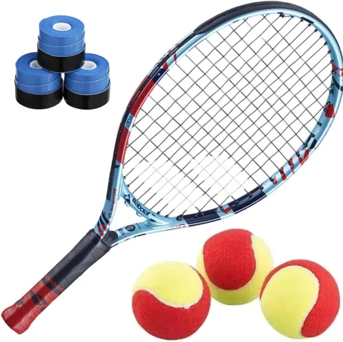 Babolat Ballfighter - Raqueta de tenis con 3 overgrips y 3 pelotas de tenis de enseñanza, el mejor juego de tenis para principiantes para niños de 3