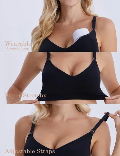 Miniatura 5 de HOFISH Sujetador de lactancia de maternidad para lactancia materna, embarazo, cuello en V profundo, camiseta sin varillas, con extensores y clips