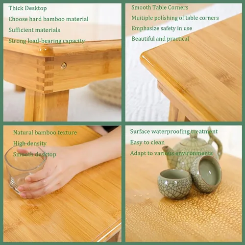 Miniatura 4 de Mesa plegable, mesa cuadrada de bambú para el hogar, escritorio de computadora, mesas bajas de bambú, mesa de comedor pequeña multifuncional, varios