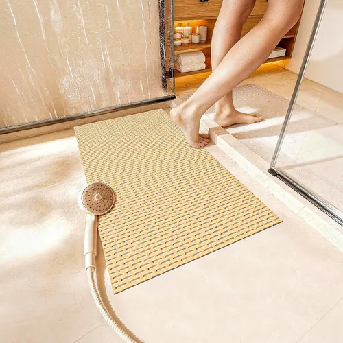 Miniatura 9 de Alfombrilla de ducha extra grande antideslizante, alfombrilla de baño de PVC de secado rápido y para bañera, diseño con agujeros de drenaje
