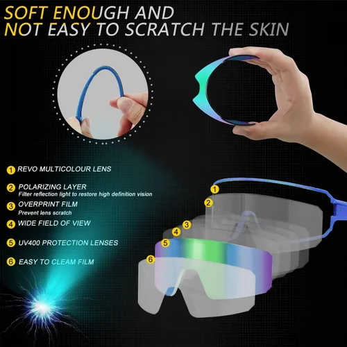 Miniatura 3 de SPOSUNE Gafas de sol polarizadas de ciclismo para hombres y mujeres, UV400, gafas deportivas para bicicleta, béisbol, correr, MTB C18