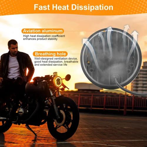 Miniatura 6 de Faro delantero redondo de 5.75 pulgadas para motocicleta, faros delanteros redondos de haz alto y bajo, DRL, señales de giro ámbar compatibles