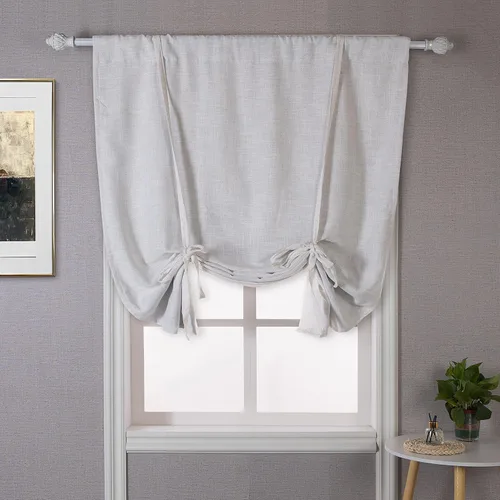Miniatura 29 de DriftAway - Cortinas de Lino con Doble Capa, Blackout, de Atar, con Aislaje Térmico, Totalmente Forradas, Estilo Globo Romano, para Baño, con Lino