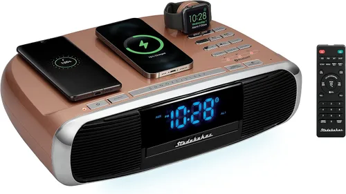 Miniatura 7 de Studebaker Workstaton Sistema de música HiFi con Bluetooth, radio FM, CD y estación de carga inalámbrica Qi (negro)