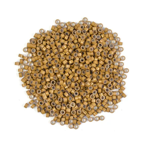 Miniatura 24 de 500 cuentas de extensiones de cabello con micro anillos forrados de silicona de 0.197 in, cuentas para extensiones de cabello con punta I