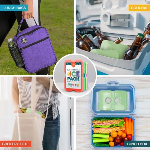 Miniatura 2 de Healthy Packers Paquete de hielo para lonchera – Paquetes de congelador – Paquete fresco original (juego de 5) Paquetes de hielo delgados