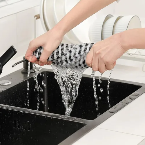 Miniatura 8 de SALAS Paños de cocina de algodón para secar platos de cocina, toallas de cocina de rizo de celosía, paños de cocina altamente absorbentes con lazo