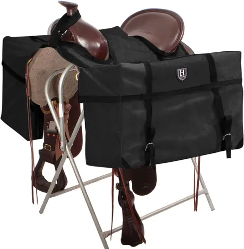 Harrison Howard Robusto seguro versátil sobre la bocina contorneado sin rebote diseño alforja alforja bolsas portador Western Saddle Bag Negro