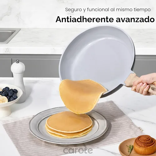 Miniatura 4 de CAROTE Juego de 21 ollas y sartenes antiadherentes, juego de utensilios de cocina de inducción color negro con sartenes y cacerolas