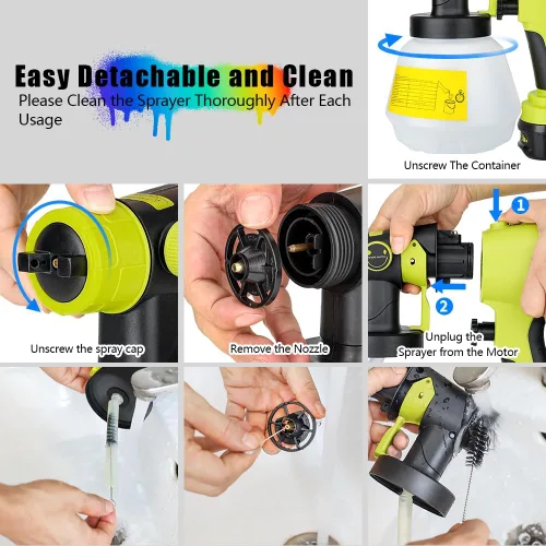 Miniatura 6 de Choerinton Pulverizador de pintura compatible con batería Ryobi, pulverizador de pintura eléctrico inalámbrico de 200 W, pistola de pintura HVLP